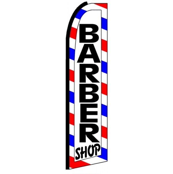 Barber Shop (Black Sleeve) Feather Flag 2.5' x 11'