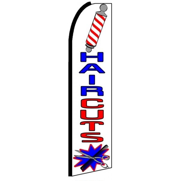 Haircuts Feather Flag 3' x 11.5'