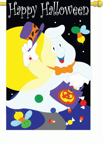 last 1 - applique Happy Halloween House Flag
