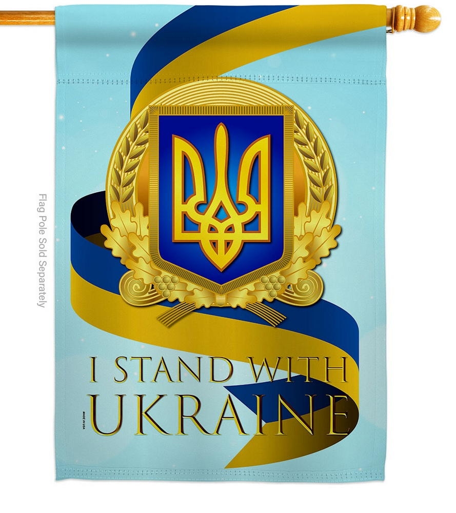 We Stand With Ukraine House Flag