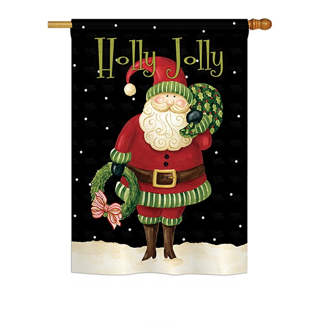 Holly Jolly Santa Decorative House Flag