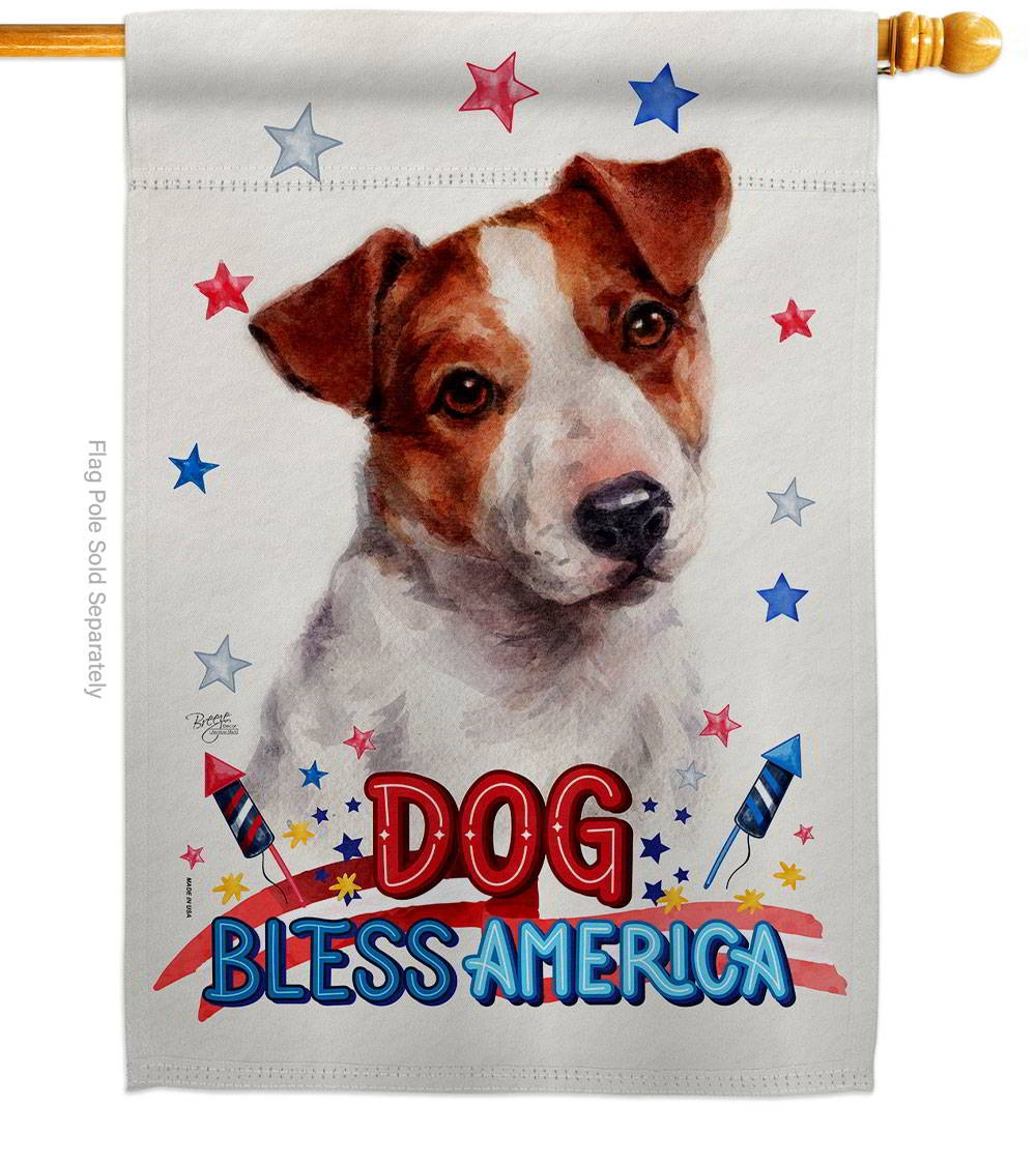 Patriotic Jack Russell Terrier House Flag