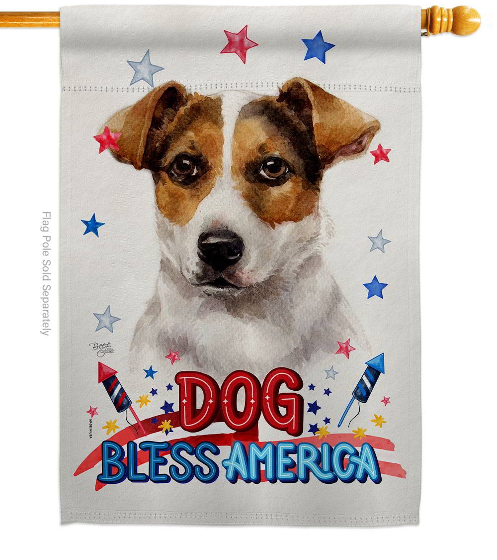 Patriotic Russell Terrier House Flag