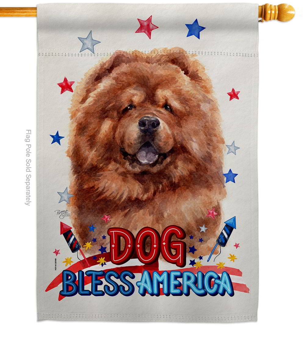 Patriotic Red Chow Chow House Flag