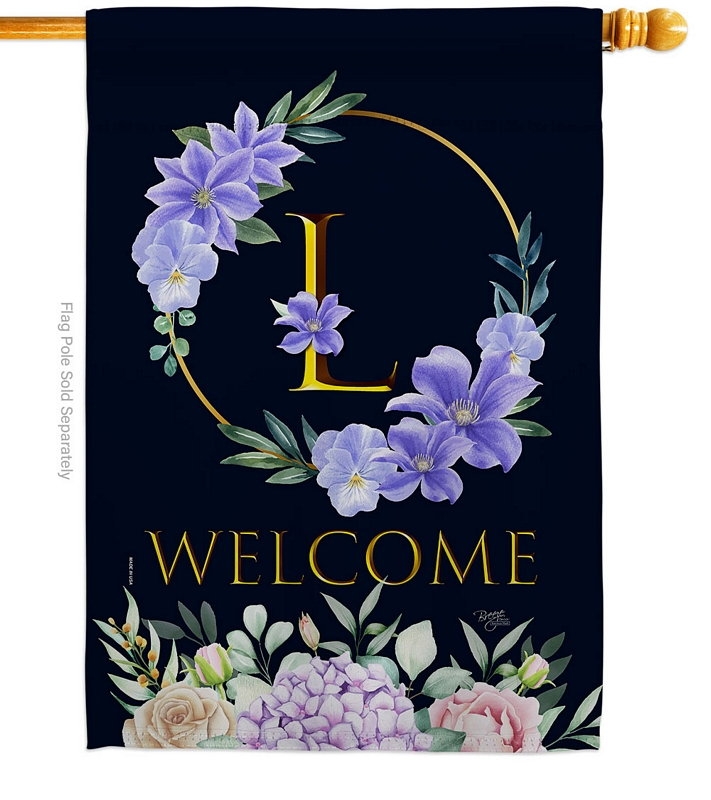 Welcome L Monogram House Flag
