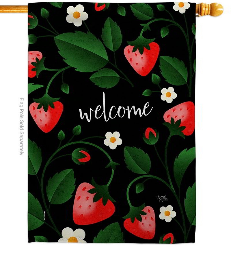 Welcome Strawberries Decorative House Flag
