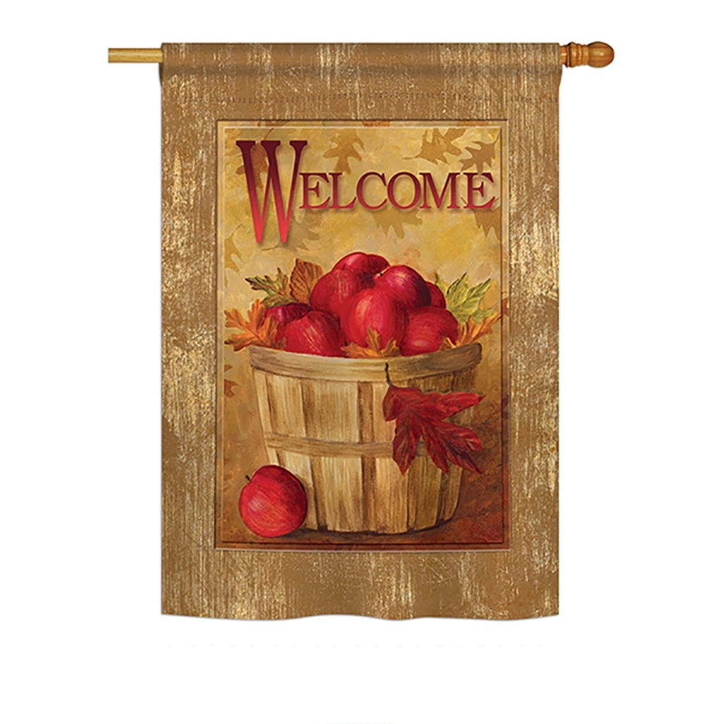 Welcome Apple Basket House Flag