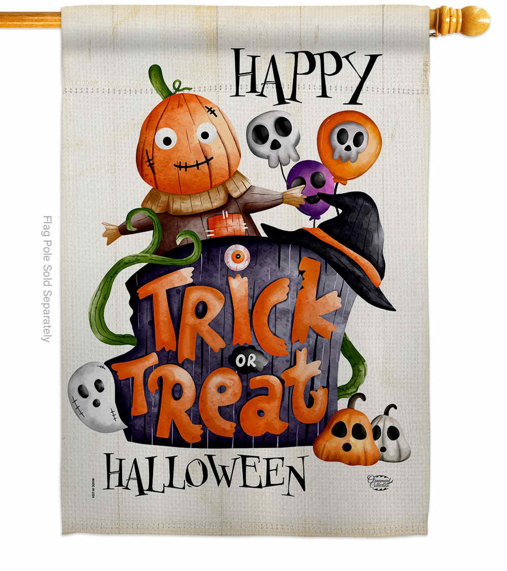 Trick Or Treat Day House Flag