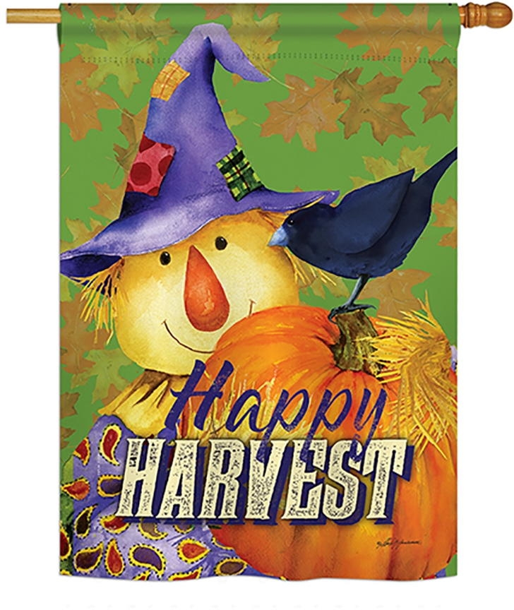 Happy Harvest Scarecrow House Flag