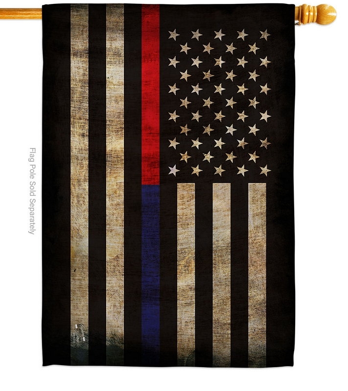 Thin Red And Blue Line House Flag