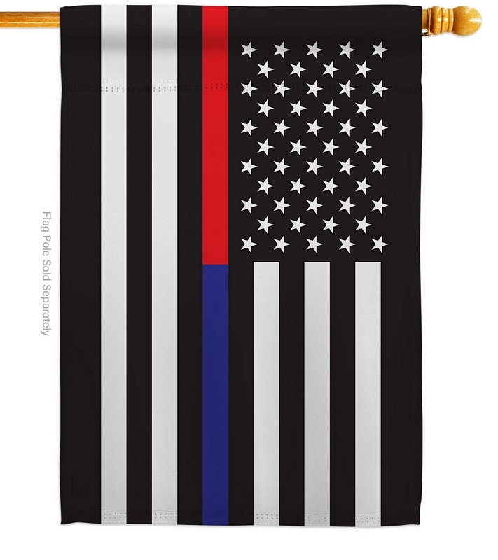 US Thin Red And Blue Line House Flag