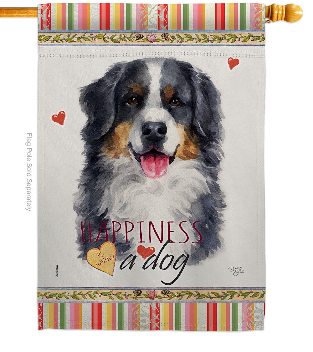 Bernese Mountain Happiness House Flag