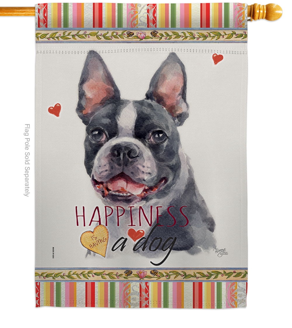 Boston Terrier Happiness House Flag
