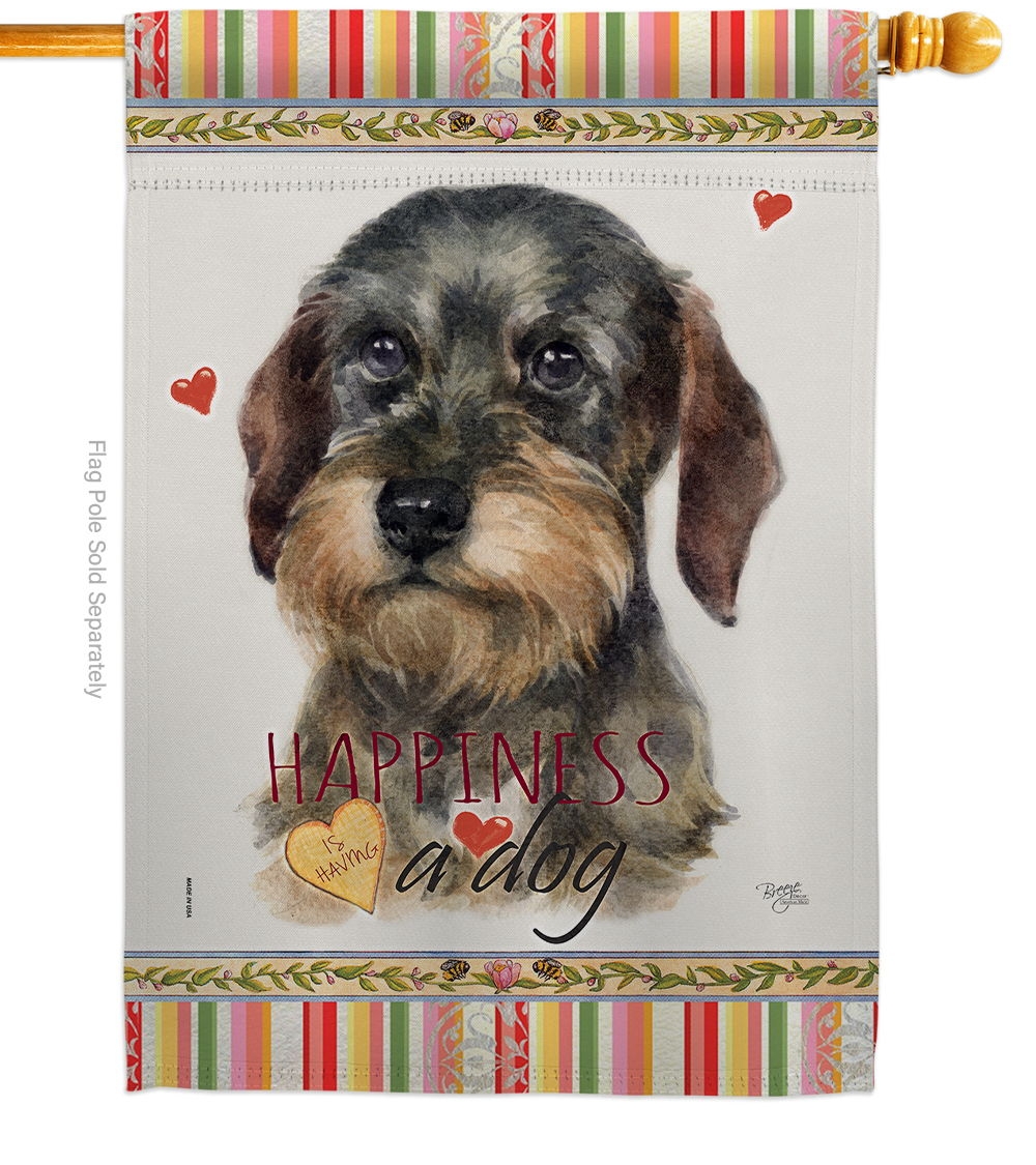 Wire Haired Dachshund Happiness House Flag