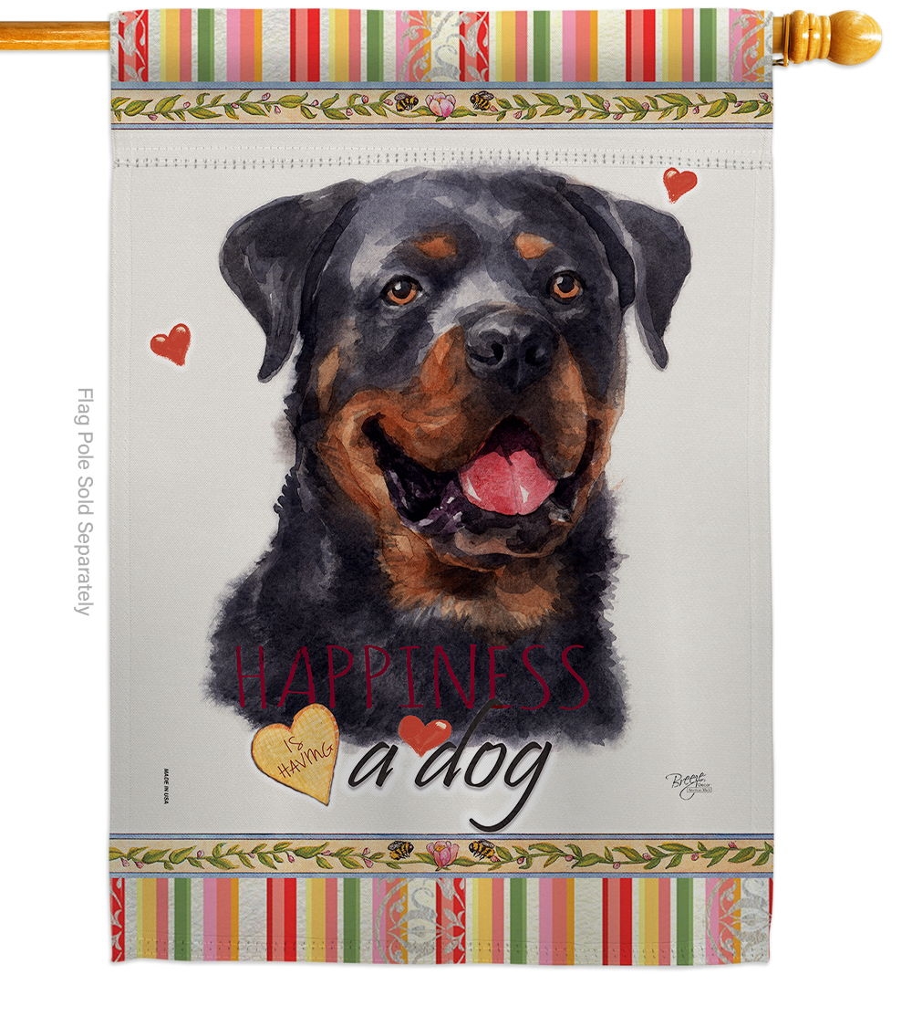 Rottweiler Happiness House Flag