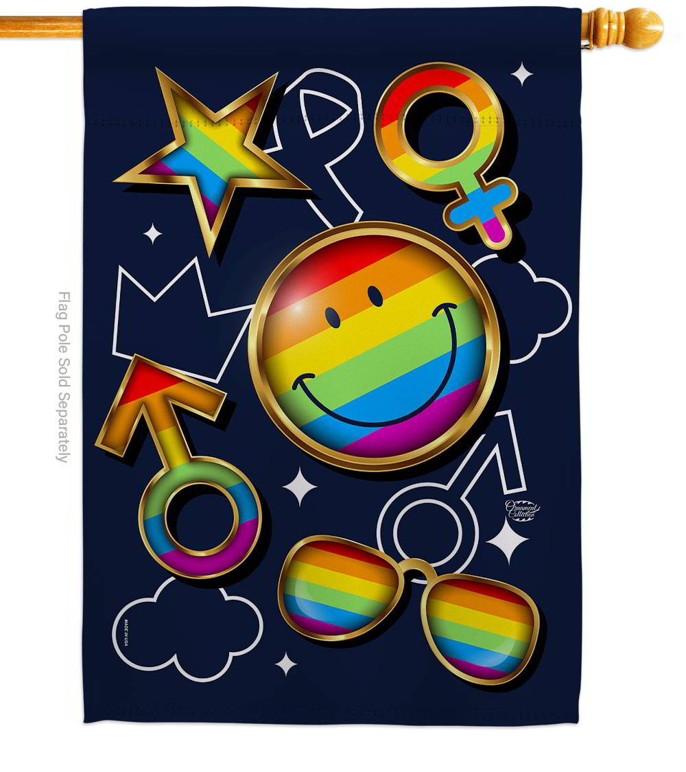 Happy Face Pride House Flag