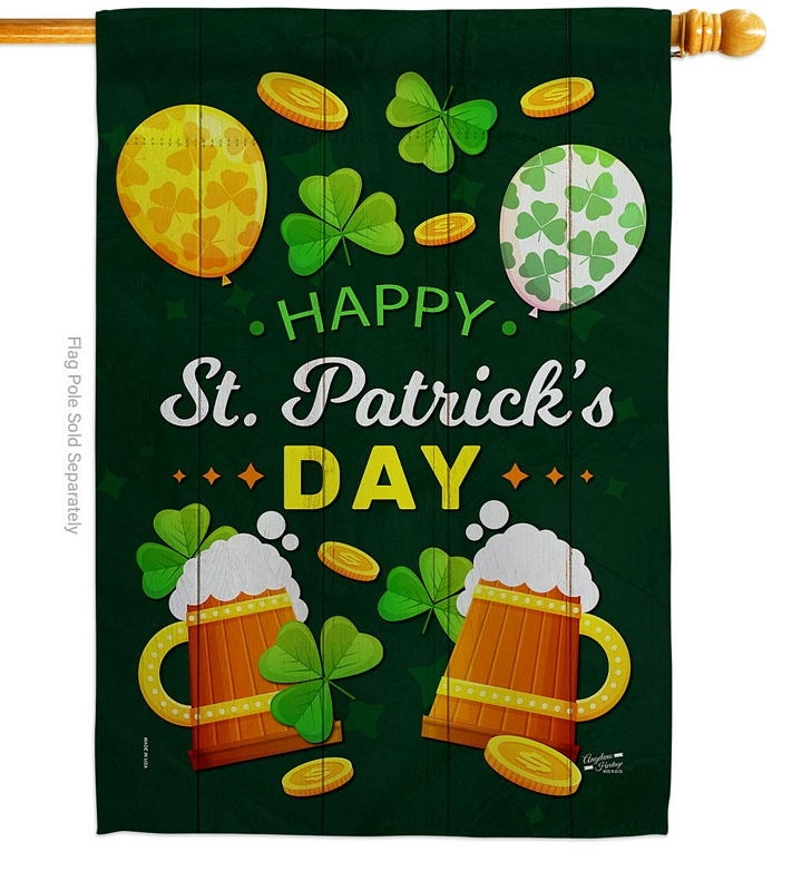 Cheers On St. Patrick House Flag