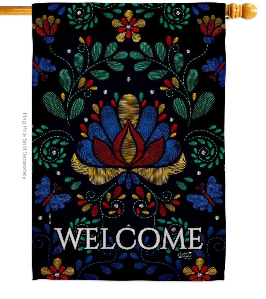 Welcome Embroider House Flag