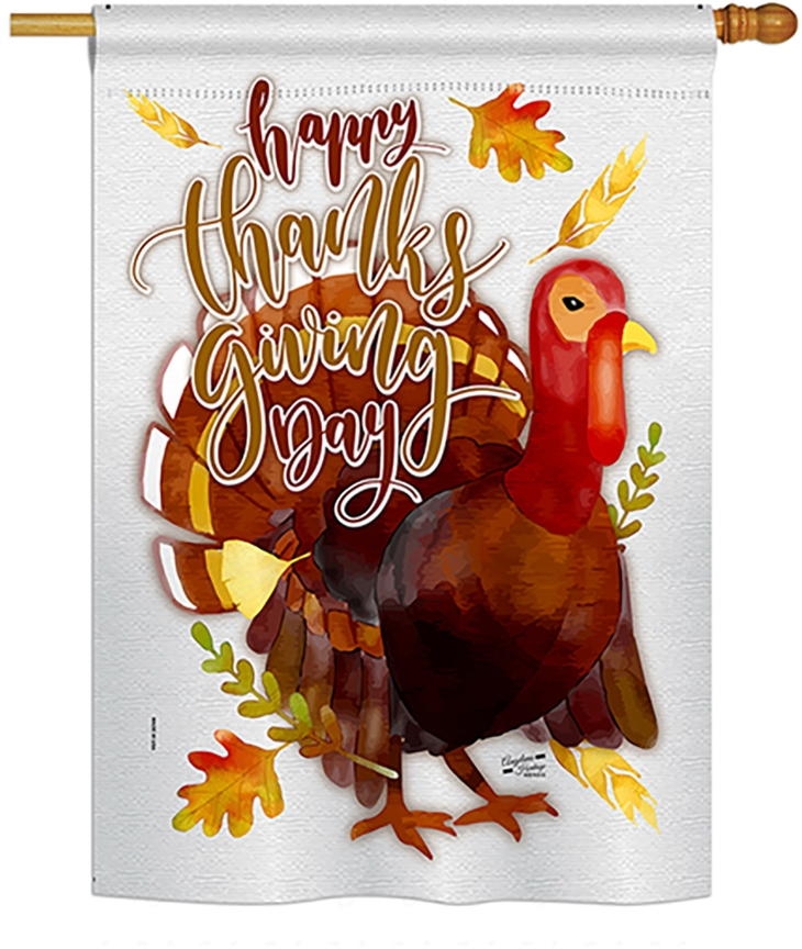 Happy Thanksgiving Turkey House Flag