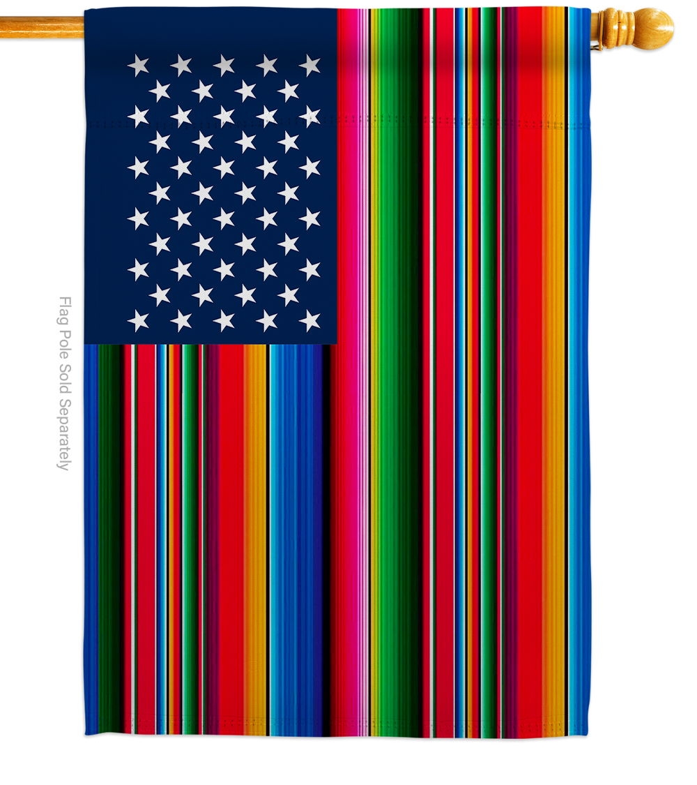 Mexican Serape Blanket Burlap House Flag