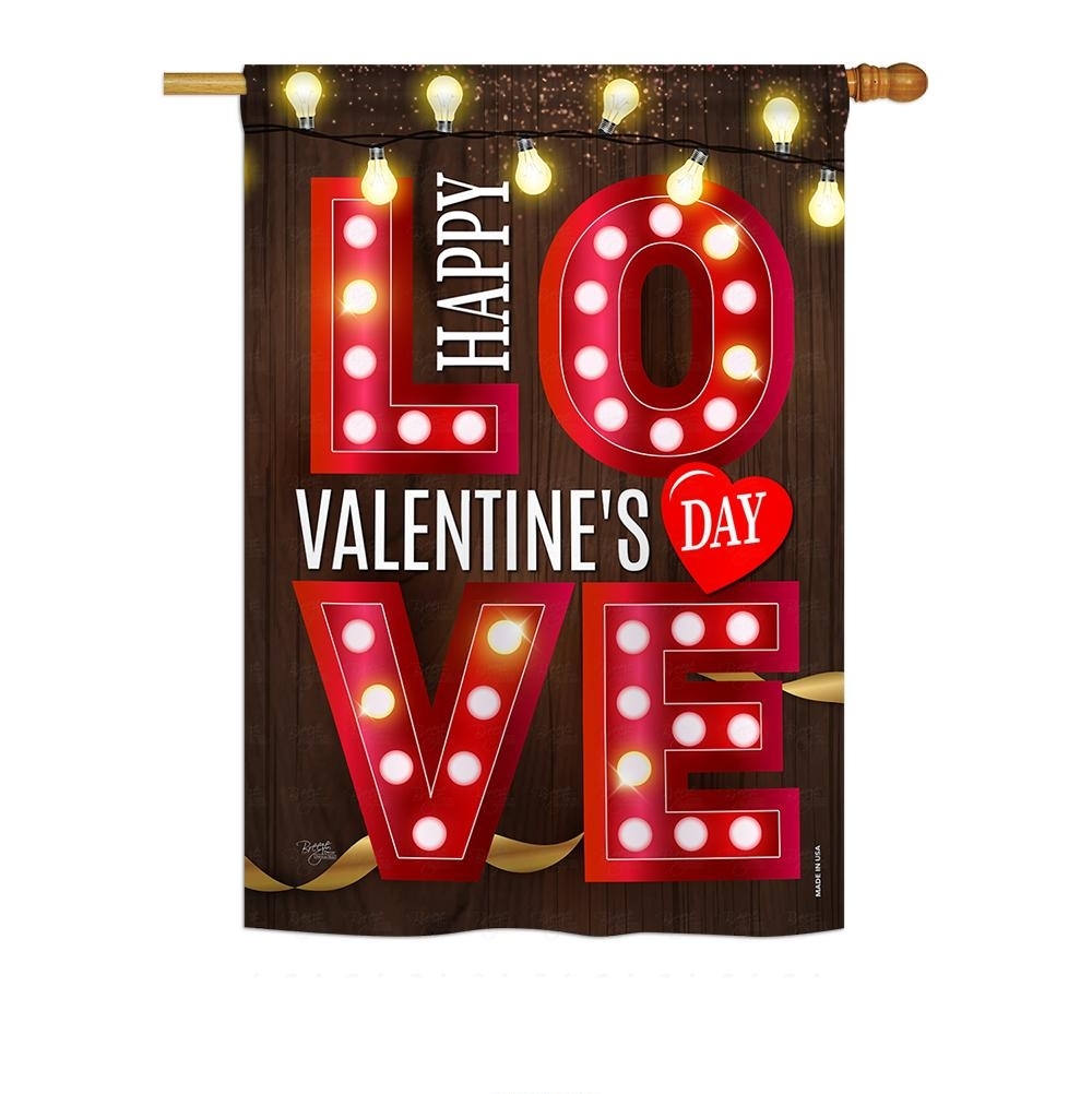 Lightful Valentine Love House Flag