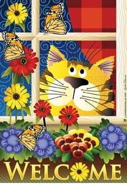 Kitty in the Window House Flag