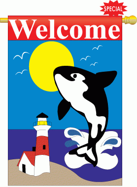 Whale Welcome House Flag