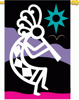applique Kokopelli House Flag - 1 left