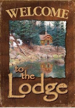 Lodge Welcome Garden Flag - 2 left