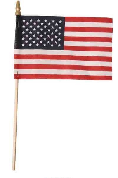 US Made US Stick Cotton Flag 4" x 6" 10pcs