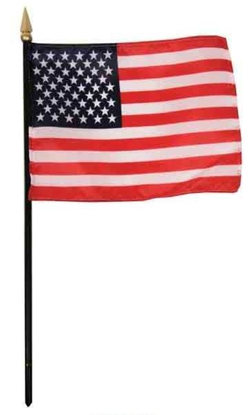US Made US Stick Poly Gloss Flag 12" x 18" 10pcs