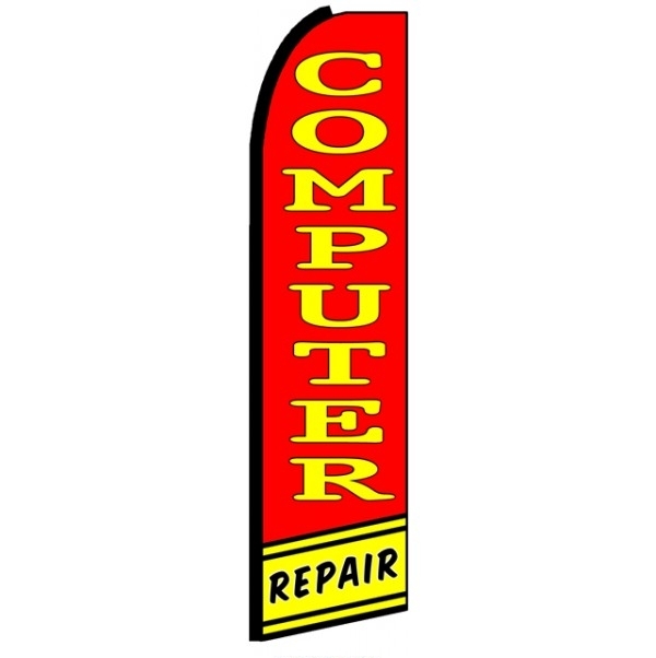 Computer Repair (Black Sleeve) Feather Flag 3' x 11.5'