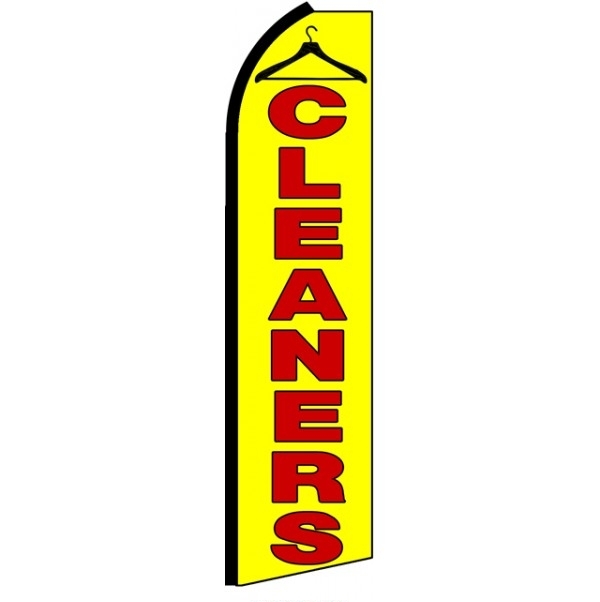 Cleaners (Black Sleeve) Feather Flag 3' x 11.5'