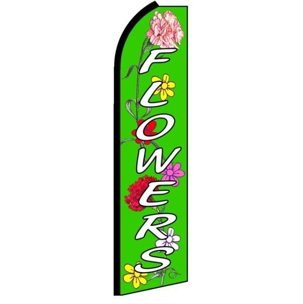 Flowers Green Feather Flag 3' x 11.5'