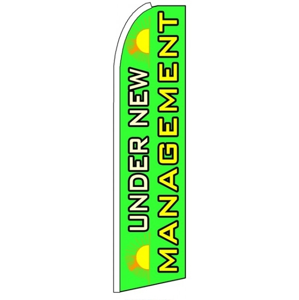 Under New Management Green Feather Flag 3' x 11.5'