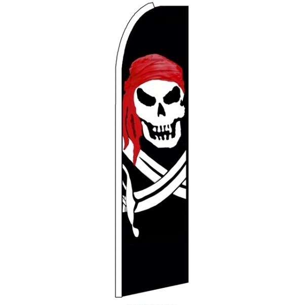 Pirate Feather Flag 3' x 11.5'