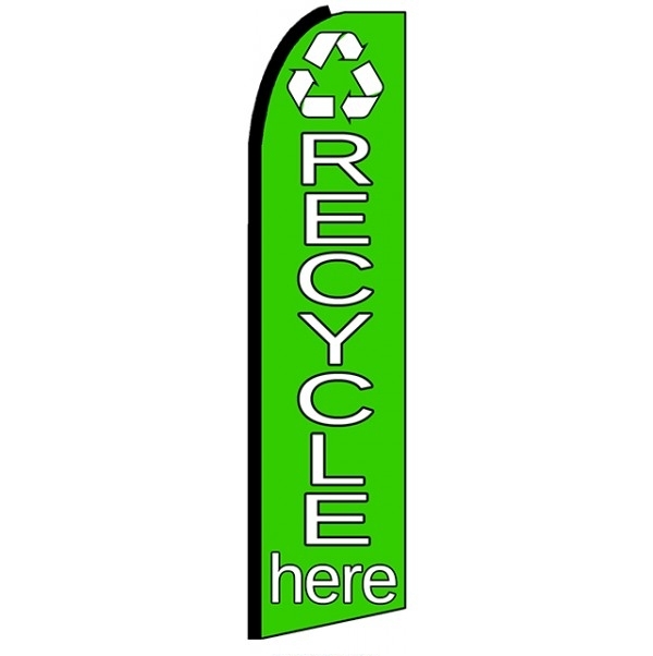 Recycle Here Green Feather Flag 3' x 11.5'