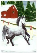 Prancing In Snow House Flag