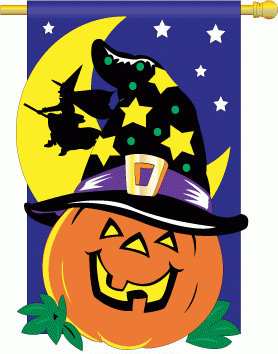 Pumpkin & Witch Garden Flag