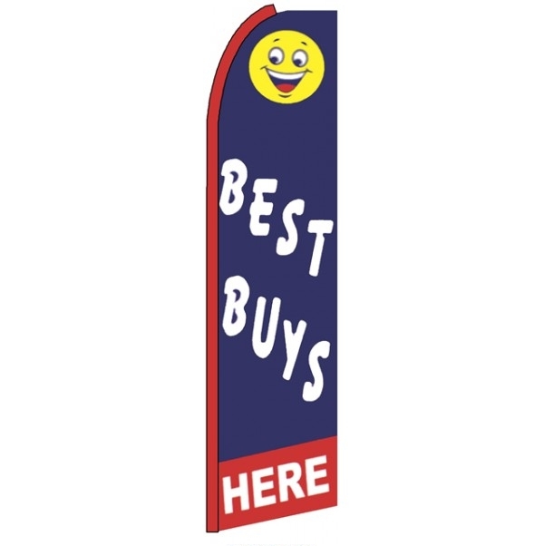 Best Buys Here (Blue) Feather Flag 3' x 11.5'