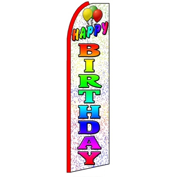 Happy Birthday Feather Flag 3' x 11.5'