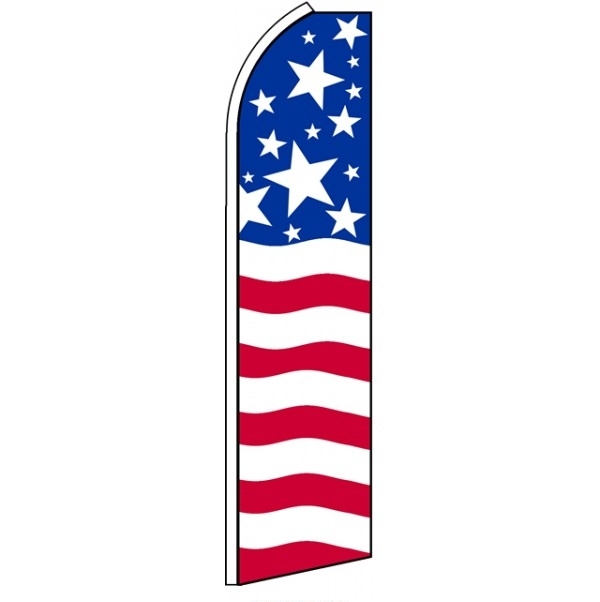 US Patriotic Stars Feather Flag 3' x 11.5'