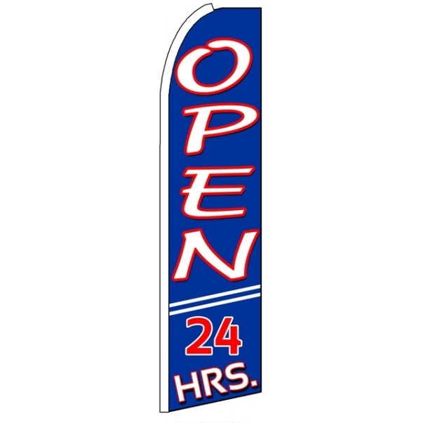 Open 24 Hours Feather Flag 3' x 11.5'