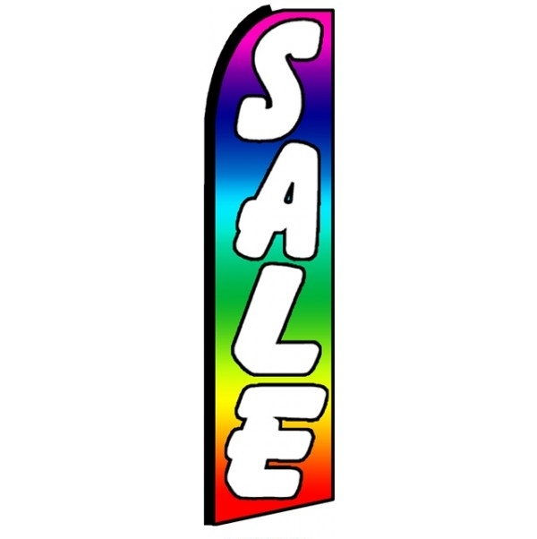 Sale Rainbow (Black Sleeve) Feather Flag 3' x 11.5'
