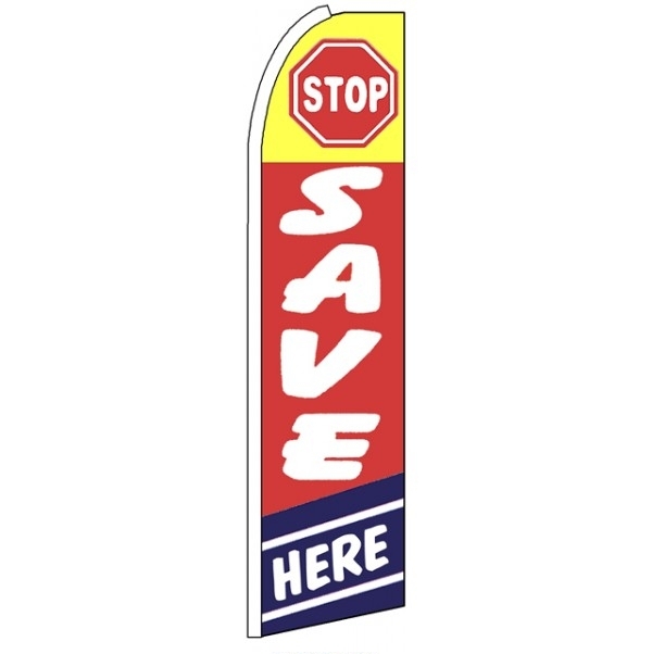 Stop Save Here Red Feather Flag 3' x 11.5'