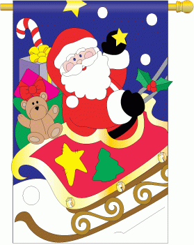 Santa & Sleigh House Flag