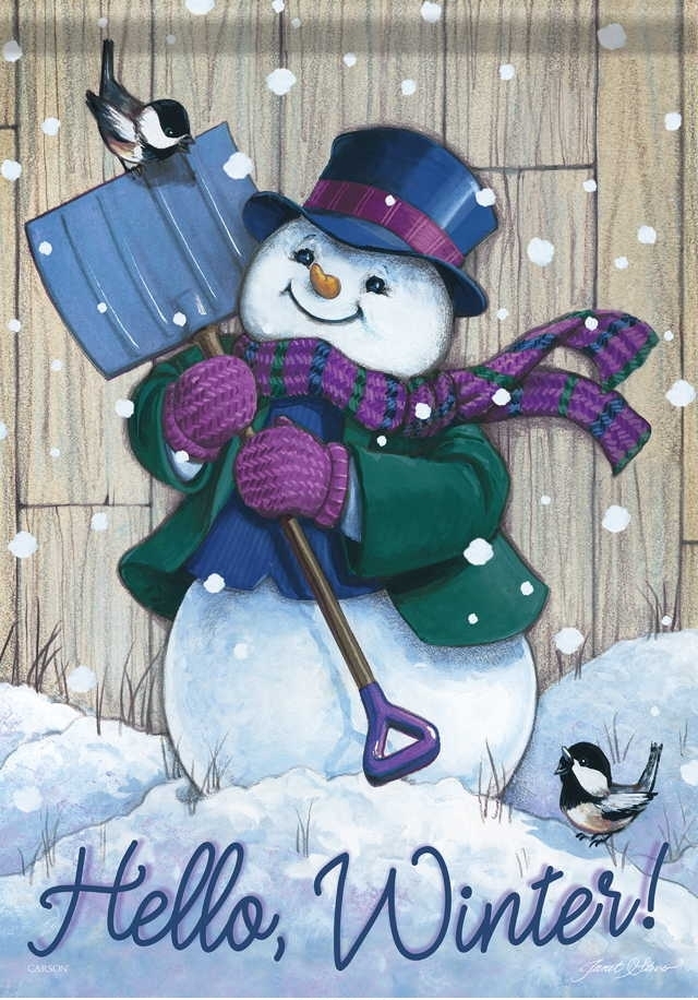 Winter Snowman/Shovel House Flag