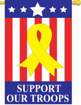 last one - Applique Support Our Troops Garden Flag