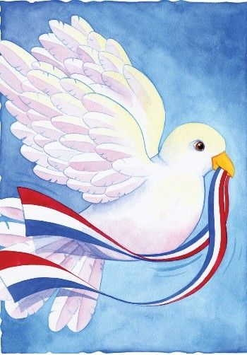 Patriotic Dove House Flag