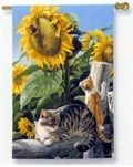 Tabby & Sunflowers House Flag